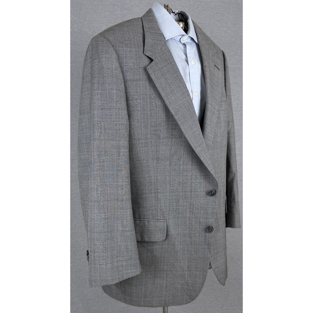 Vintage Burberrys Mens Grey Glen Plaid Blazer Sport Coat 44R Union Made